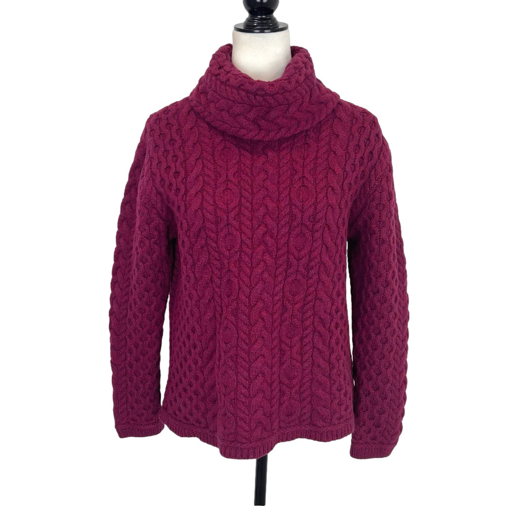 Aran Crafts burgundy fisherman turtleneck